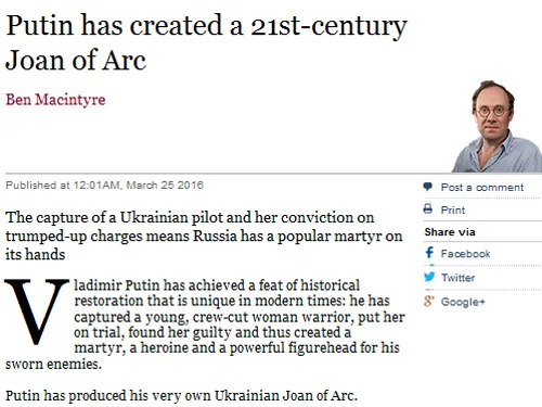Путін створив Жанну Д'Арк XXI століття - The Times